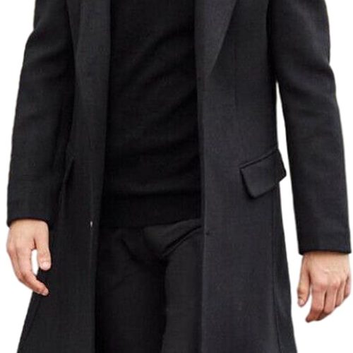 Men's Casual Slim Fit Single Breasted Long Trench Coat