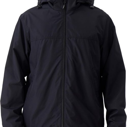 Men's Hooded Waterproof Softshell Windbreaker Jacket with Fleece Lining