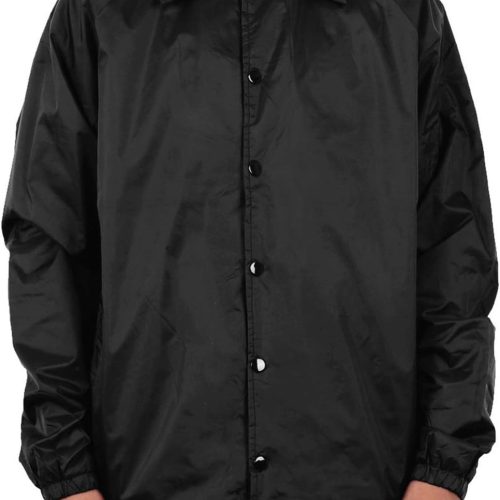 Men's Classic Nylon Water-Resistant Relaxed Fit Snap Front Coach Jacket