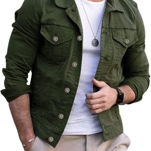 Men's Casual Regular Fit Button Down Denim Trucker Jacket