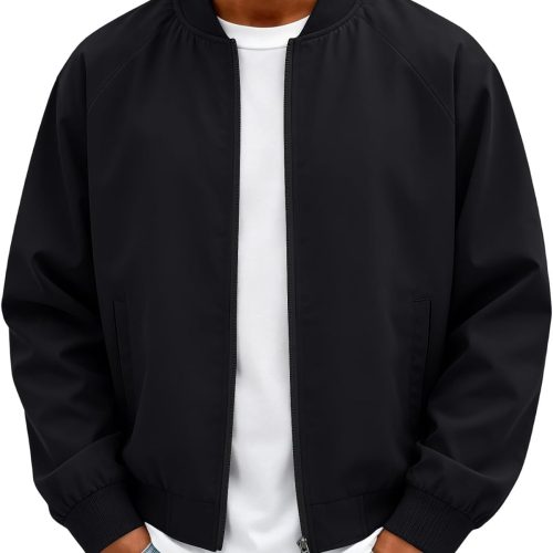 Men's Lightweight Classic Baseball Collar Zip Up Windbreaker Coat
