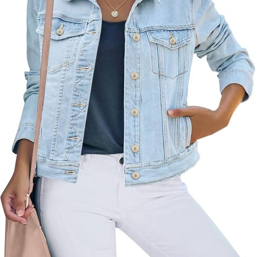 Women's Basic Fitted Stretch Denim Jean Jacket